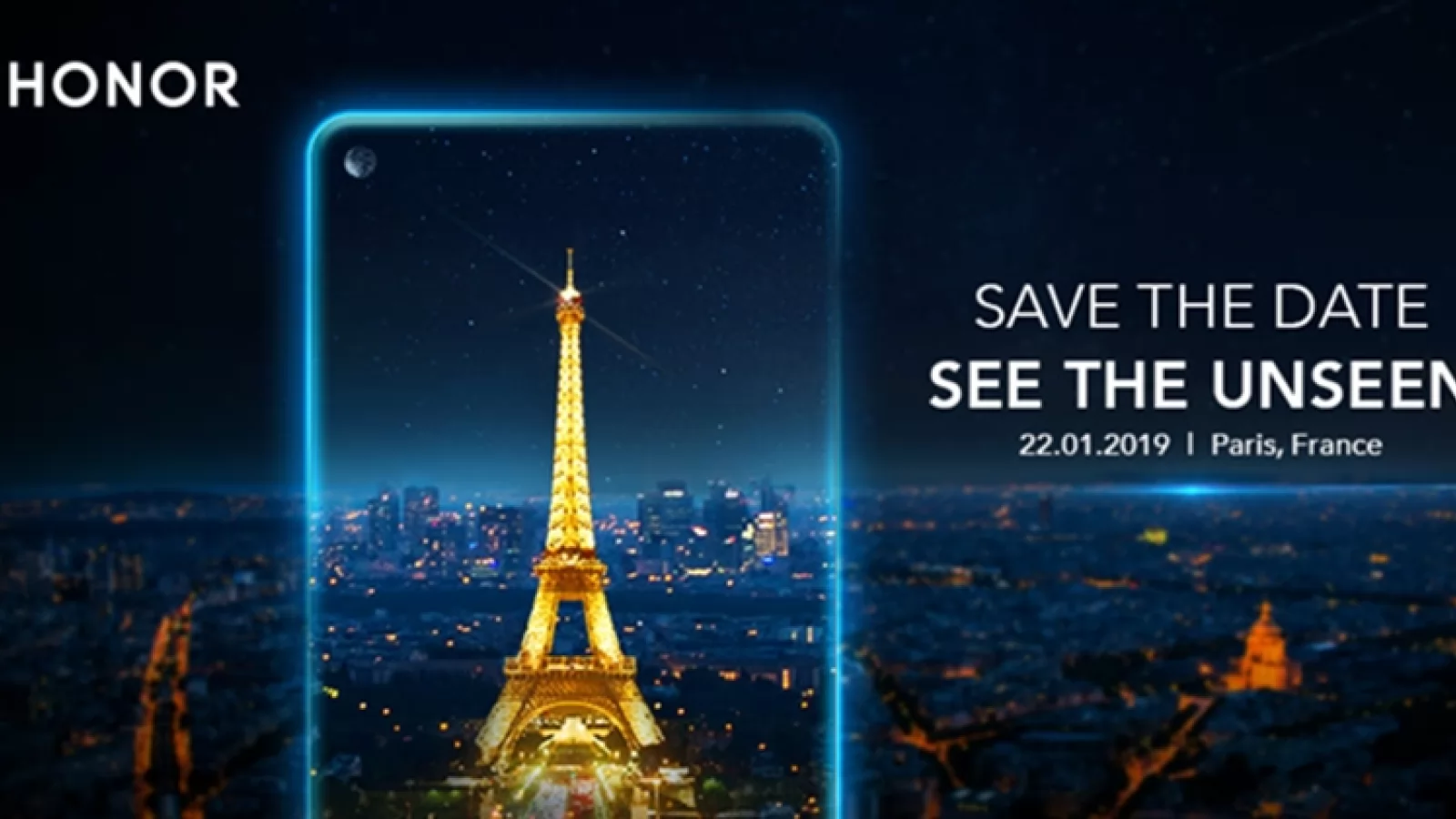 Primul telefon Huawei Honor cu orificiu în ecran pentru camera selfie vine pe 22 ianuarie la Paris; Ar putea fi Honor View 20