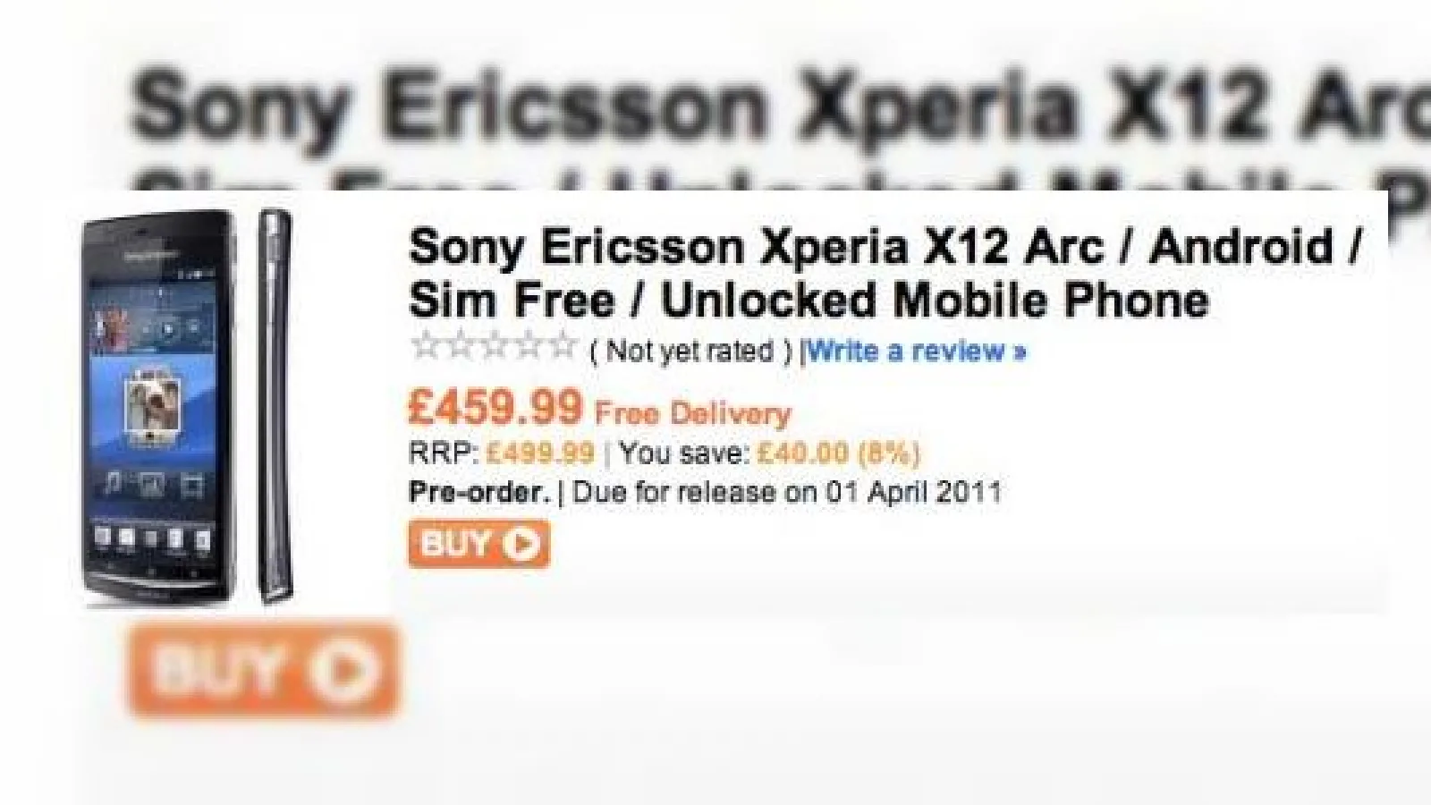 XPERIA Arc, cel mai subțire telefon din lume costă 533 euro, cel puțin În Marea Britanie