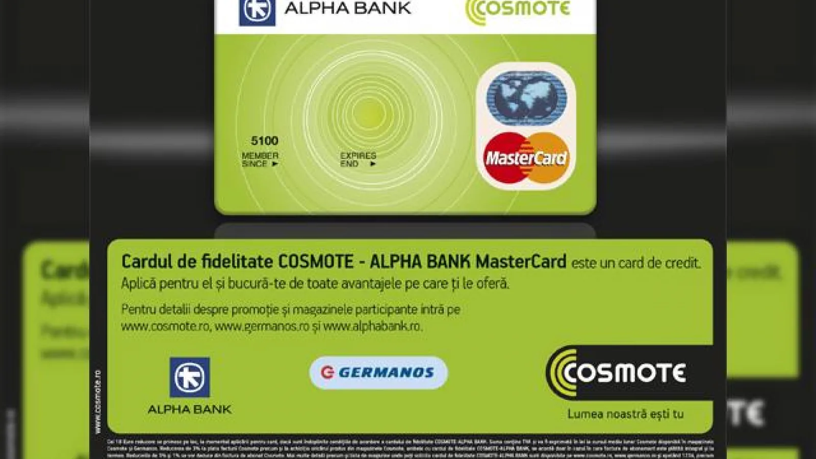 Reduceri și premii de 100 lei pentru deținătorii cardului Cosmote Alpha MasterCard