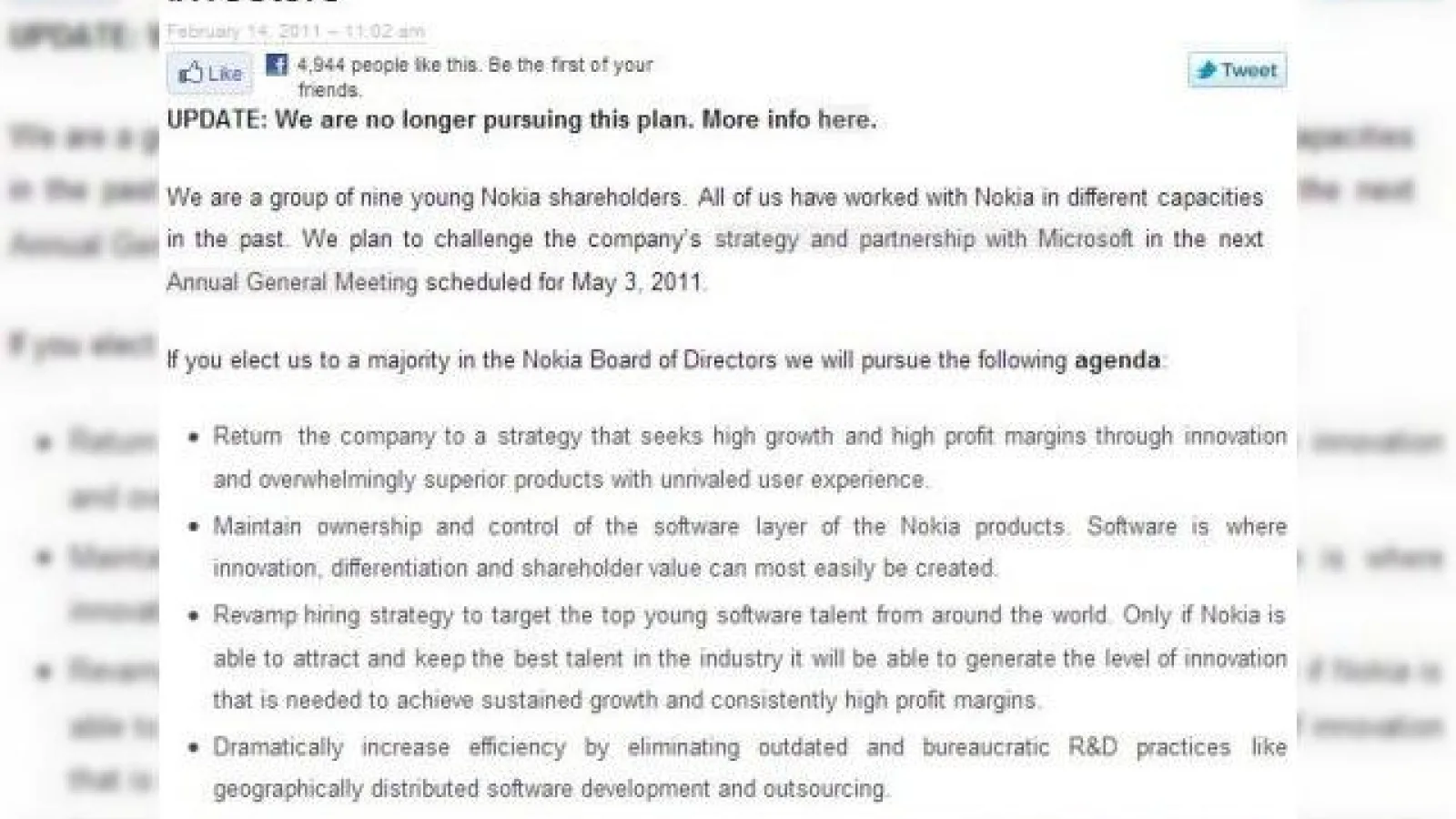 Revoltă În sânul Nokia: 9 tineri deținători de acțiuni vor să pornească o revoluție a companiei finlandeze!