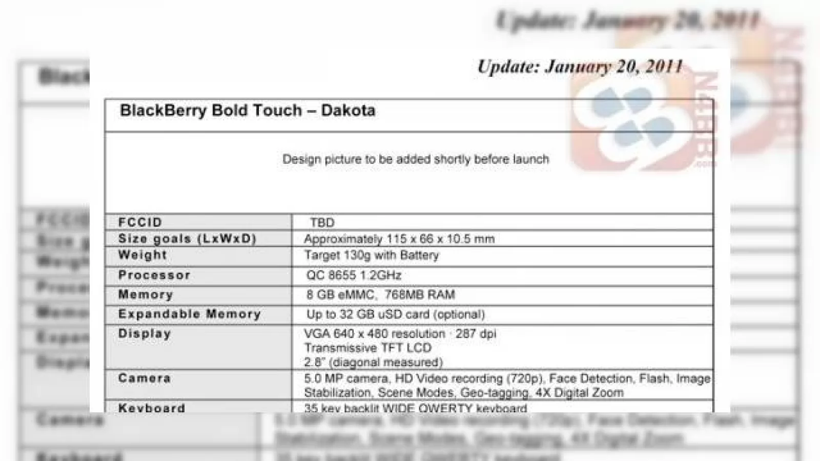 BlackBerry Bold Touch vine cu procesor de 1.2GHz, design neimpresionant...