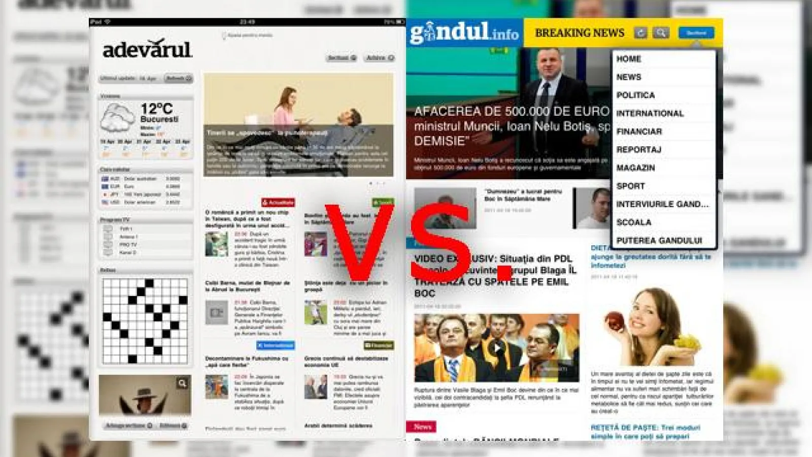 Adevărul versus Gândul: duel de aplicații pe iPad 2; Invitat surpriză - revista One (Video)