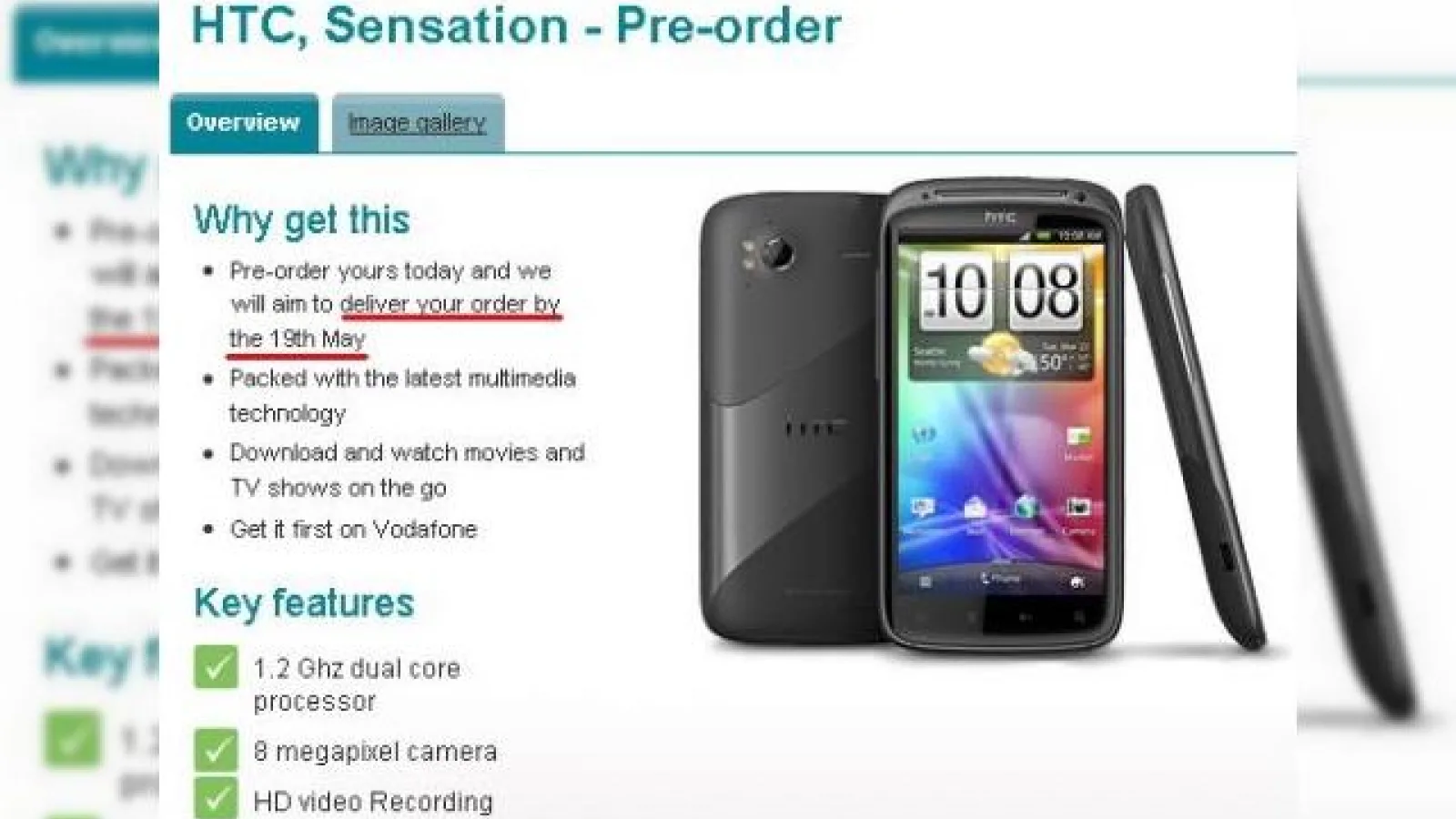 HTC Sensation lansat prin Vodafone În data de 19 mai În Marea Britanie