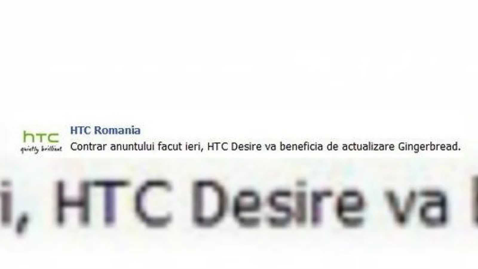 HTC Desire primește totuși actualizarea Android Gingerbread, contrazicând anunțul de ieri