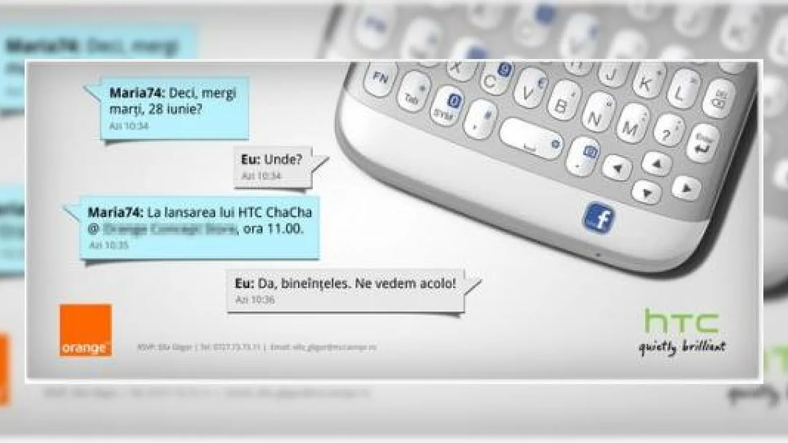 HTC ChaCha se lansează prin Orange marți 28 iunie intr-un eveniment special!