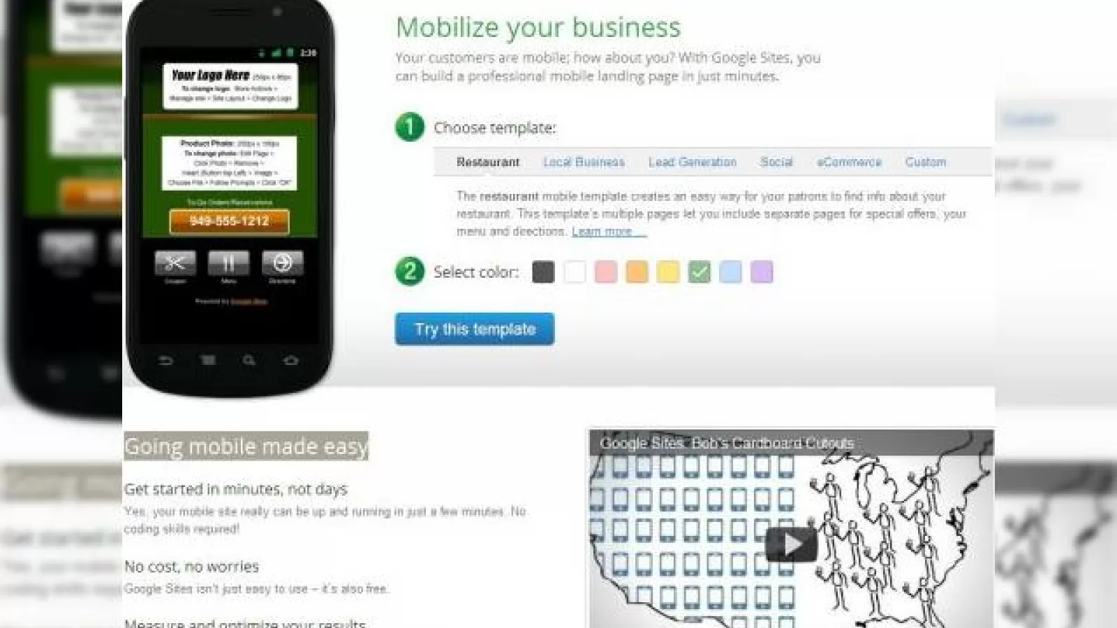 Construiește-ți propriul site - versiunea mobilă - cu noul builder Google (gratuit)