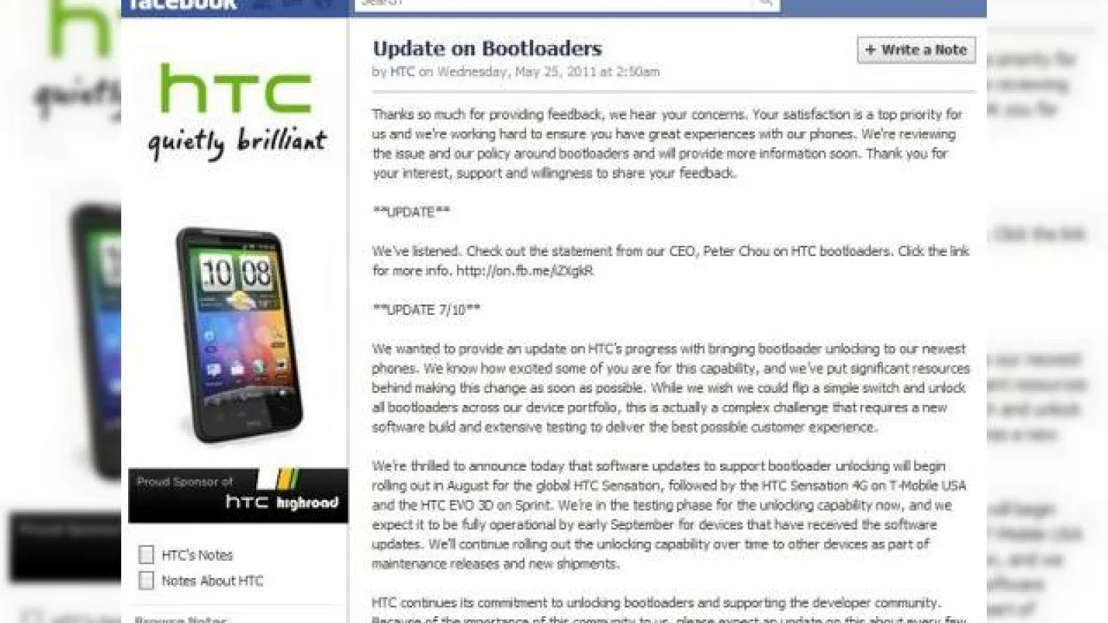 HTC oferă terminalele cu bootloader deblocat! CEO-ul Peter chou confirmă