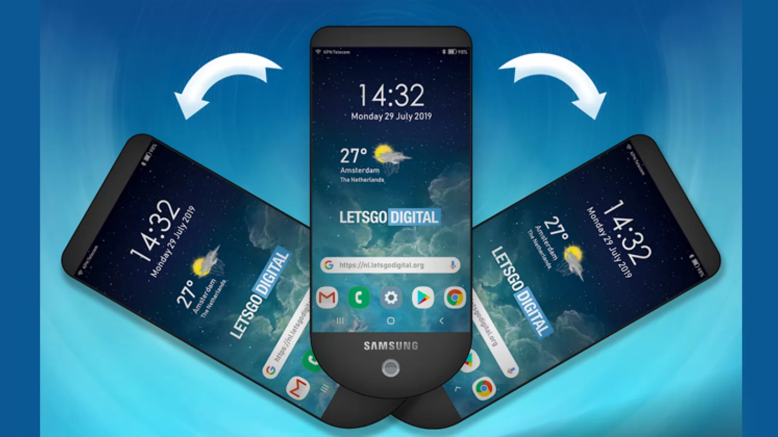 Samsung brevetează "telefonul evantai" cu 3 display-uri rotative și un mecanism ce amintește de Nokia 7373