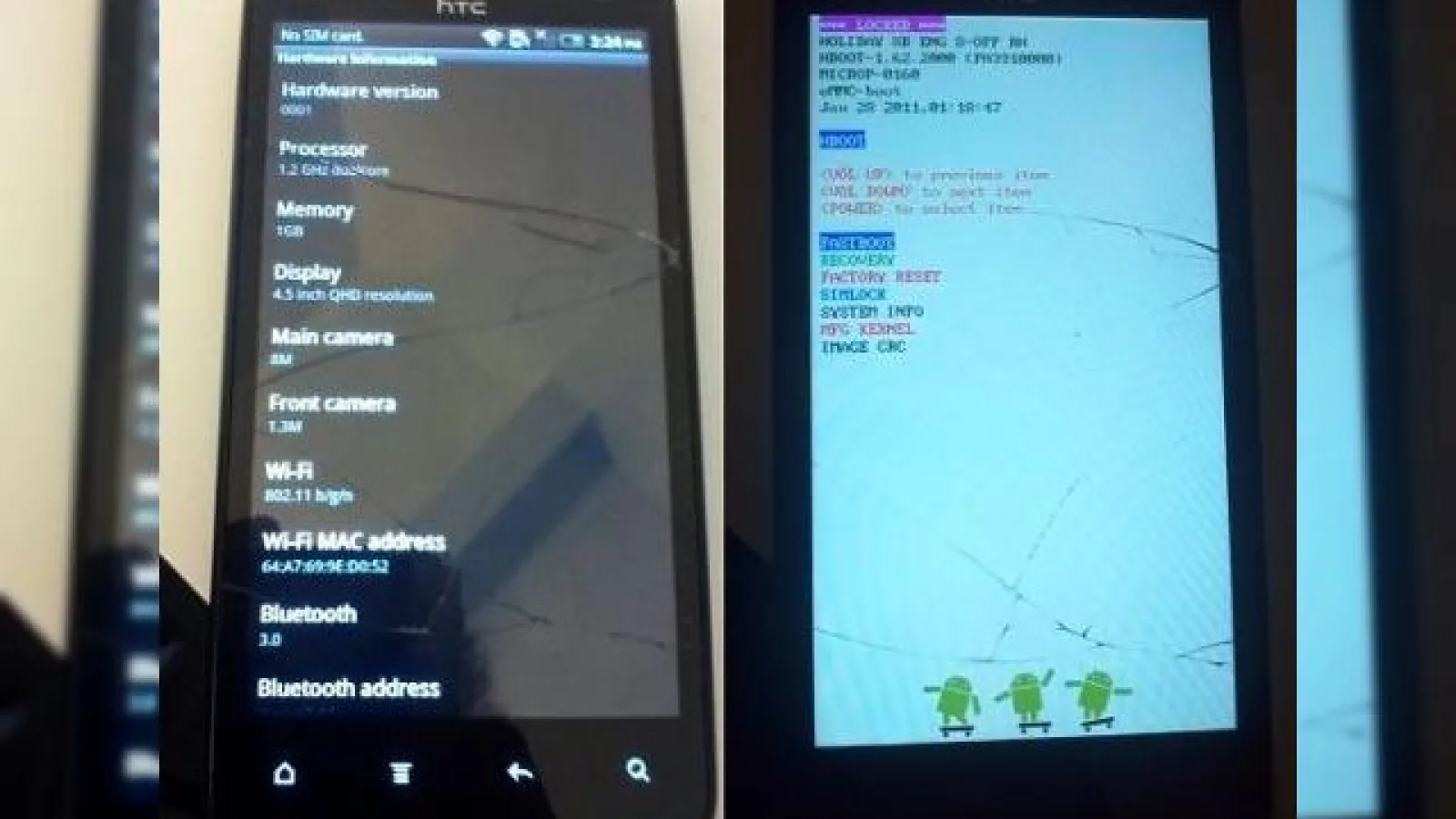 Prototipul lui HTC Holiday, telefon cu ecran (spart) de 4.5 inchi surprins În imagini