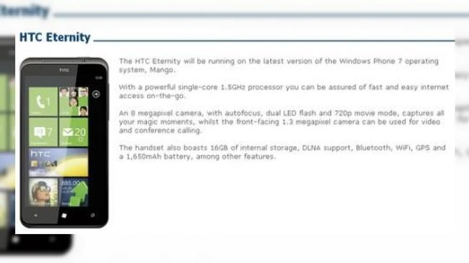 HTC Omega și HTC Eternity au specificațiile confirmate Înainte de lansarea oficială! Iată-le!