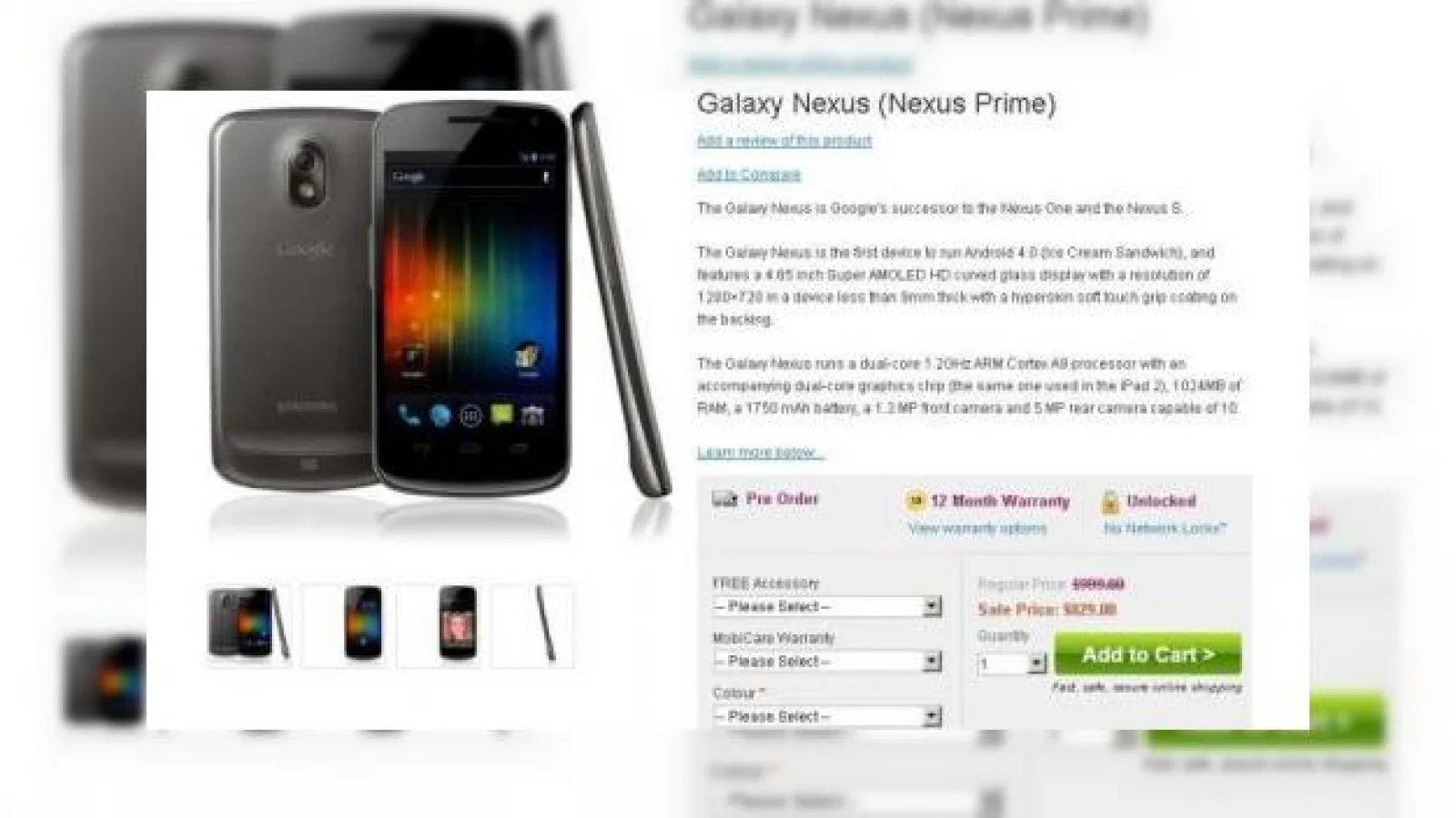 Prețul lui Samsung Galaxy Nexus acum disponibil: 605 euro la precomanda