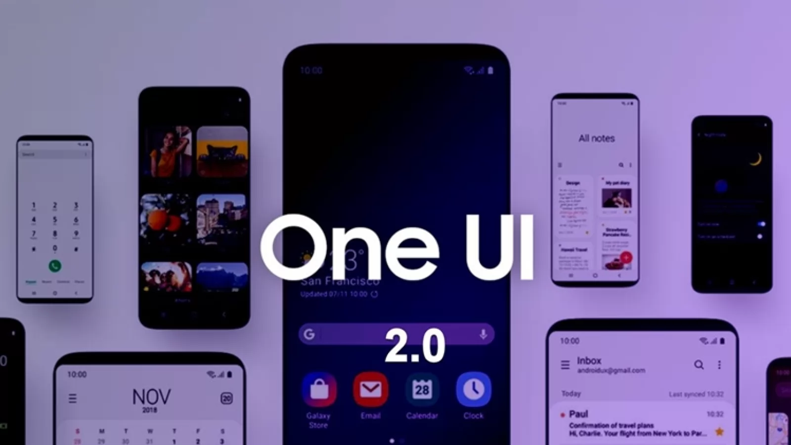 One UI 2.0 vine cu un Night Mode evoluat, care întunecă şi fundalul/wallpaper-ul + extra setări de securitate la deblocare facială