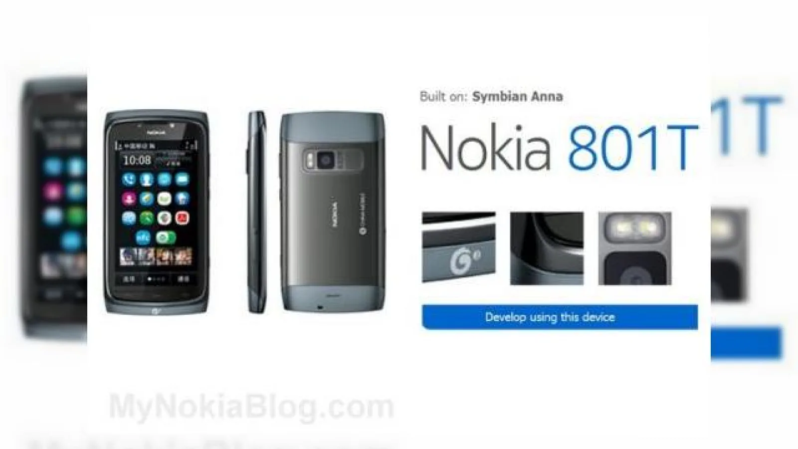 Nokia 801T, un nou cameraphone de 8 megapixeli cu ecran touch de 4 inch