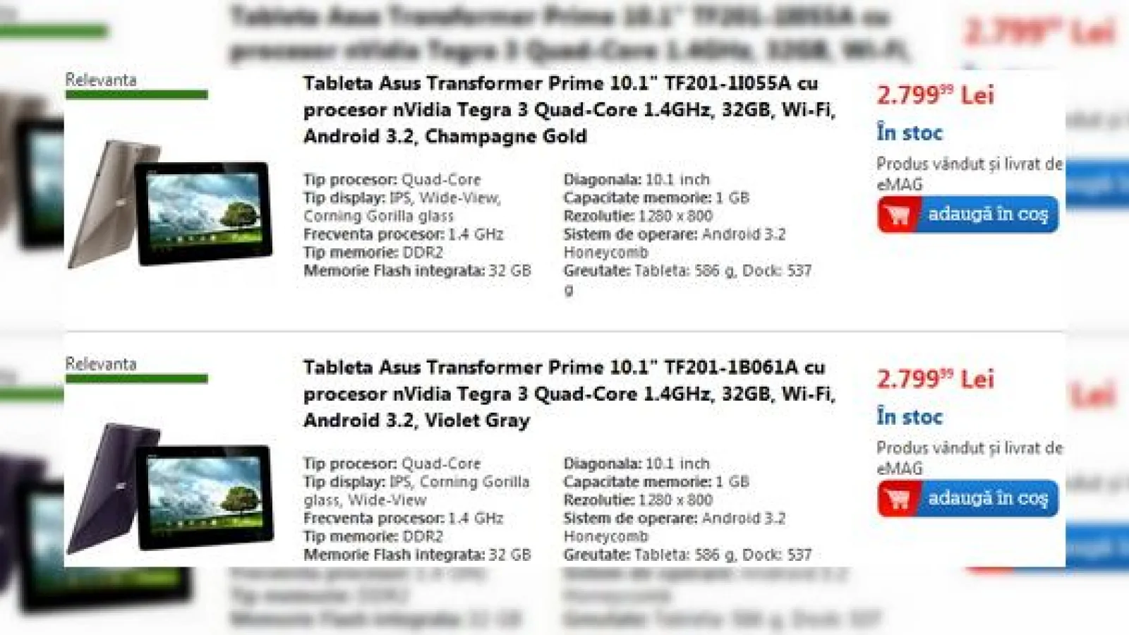 Tableta quad-core ASUS Transformer Prime, acum disponibilă la eMAG prin precomandă; Preț de 2.799 lei!