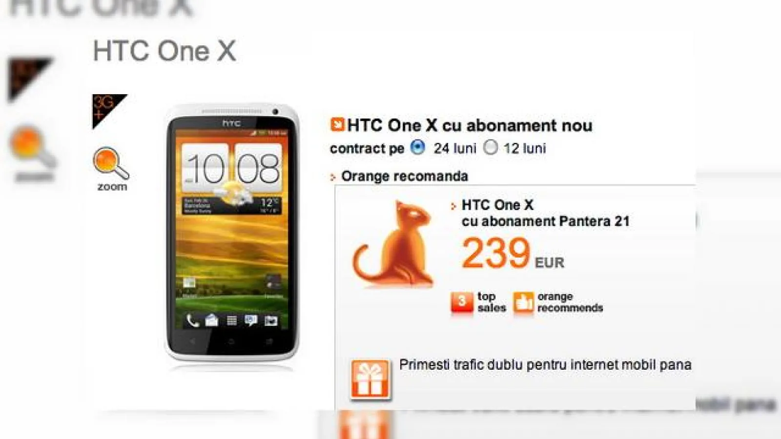 HTC One X afișat În oferta Orange România