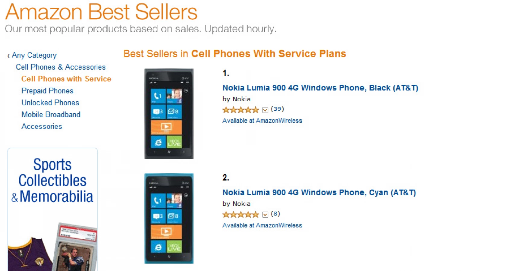 Nokia Lumia 900 - În top pe Amazon.com la capitolul telefoane mobile cu abonament de date 4G