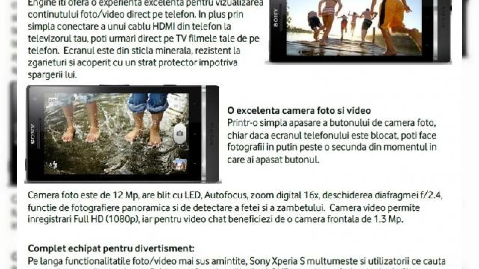 Sony Xperia S disponibil de azi la Vodafone România, preț de pornire 149 de euro cu abonament!