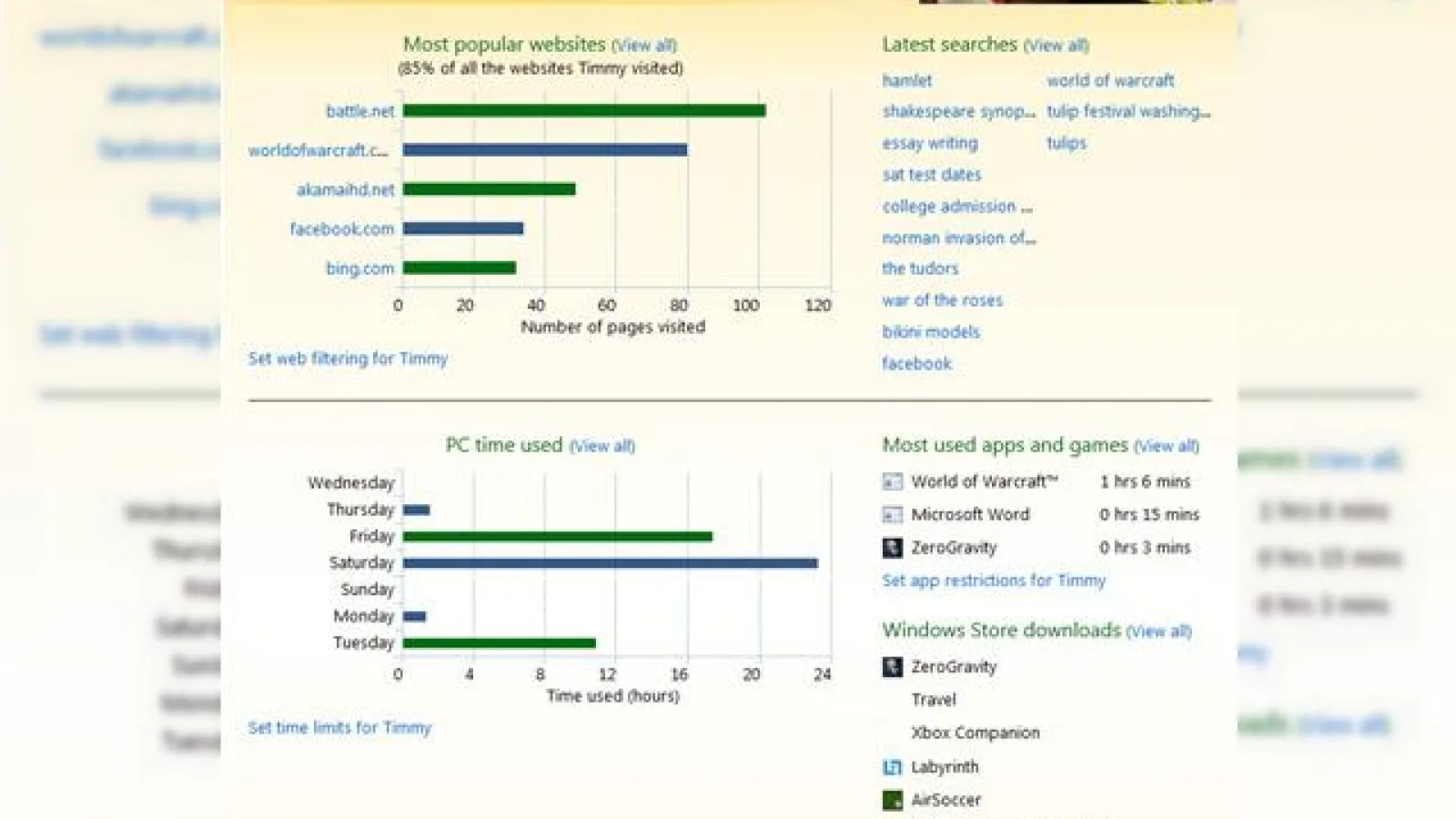 Windows 8 Îti dă raportul săptămânal cu privire la activitatea copilului pe PC