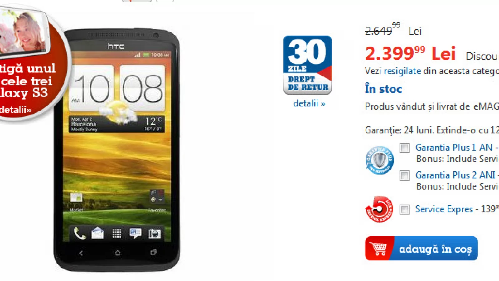 HTC One X la super preț prin eMag! Discount de 250 de lei!