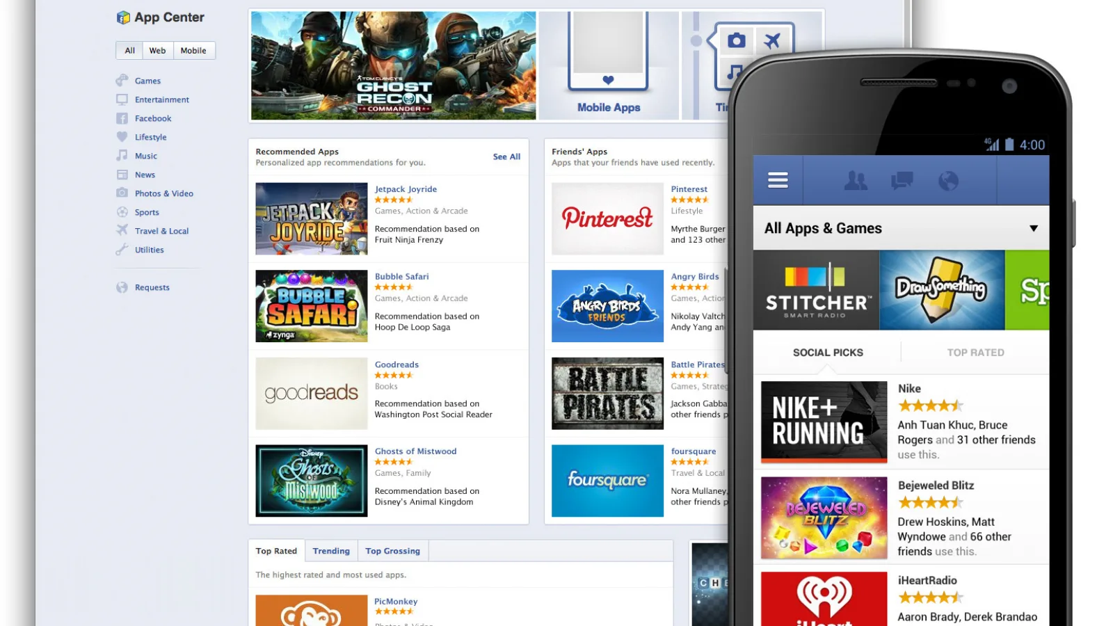 Facebook App Center acum disponibil pe Android și iOS: colecție de peste 600 de aplicații FB