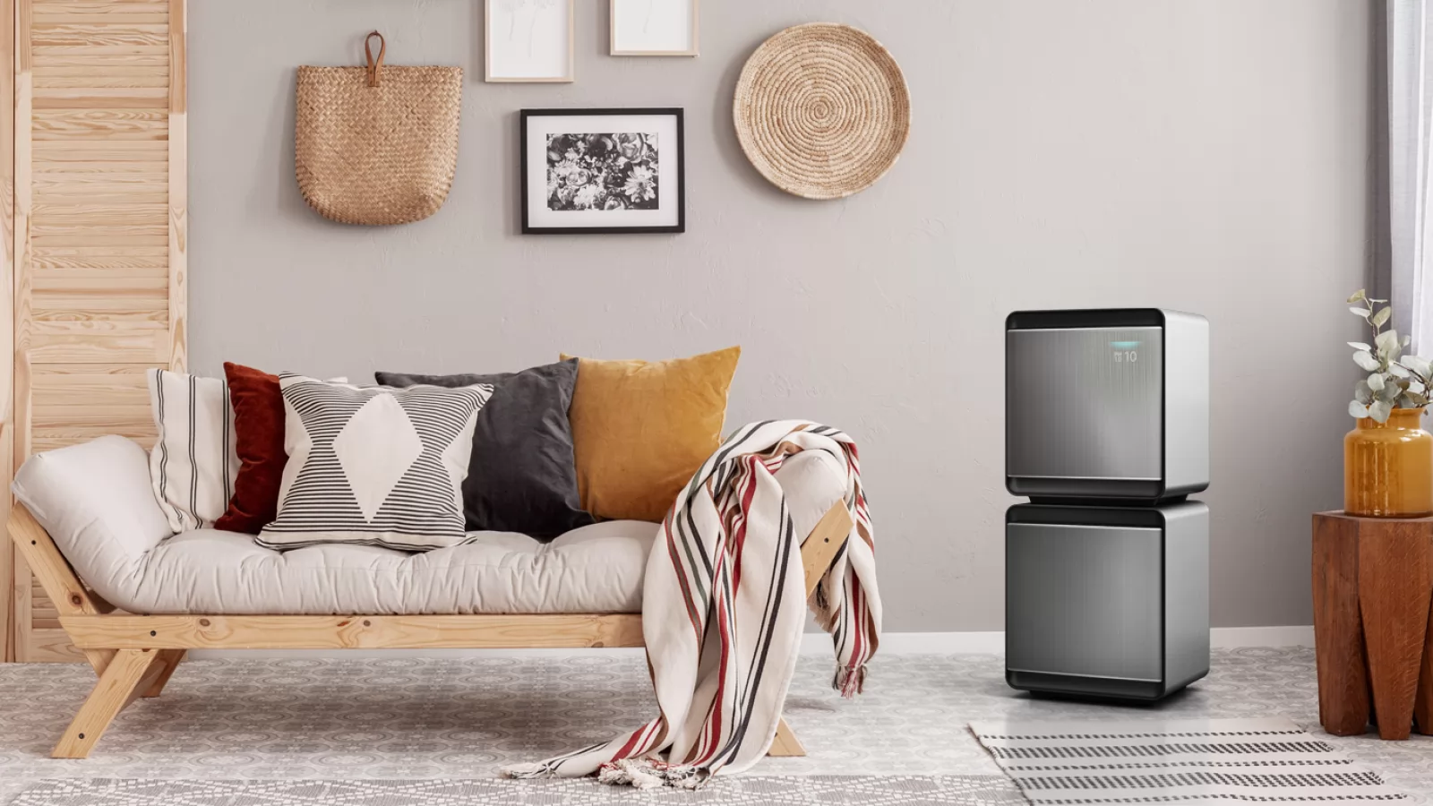 Prezentare Samsung Cube AX9500: Purificator de aer high-end cu design modular, 3 etape de filtrare și monitorizare calitate aer în timp real