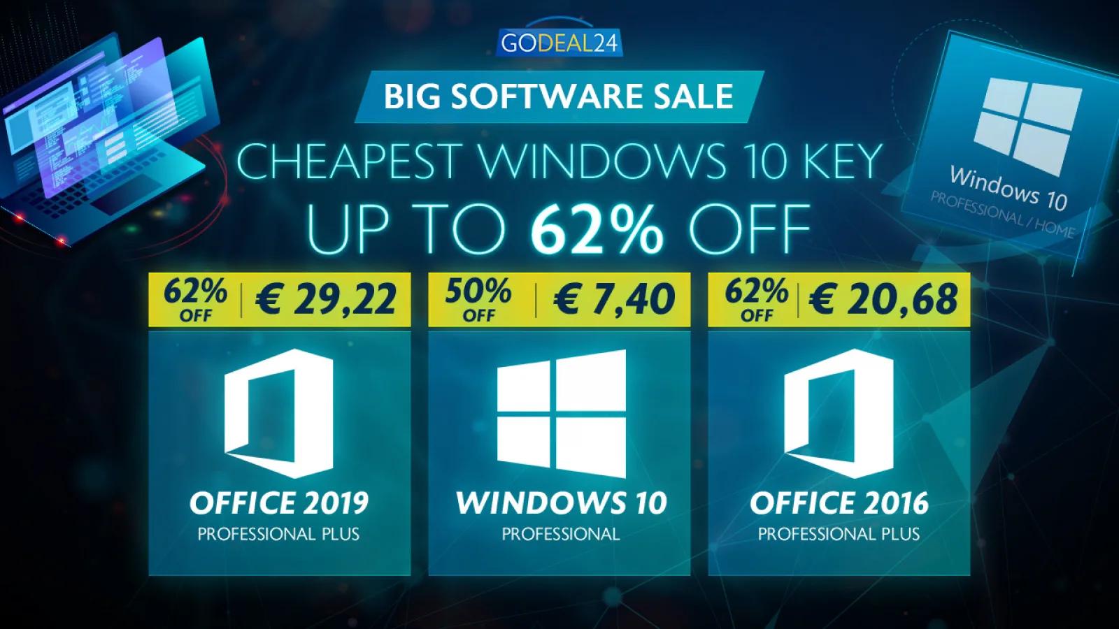 (P) GoDeal24 are cele mai tari oferte la licențe software: Windows 10 Pro la doar 6.06 euro!