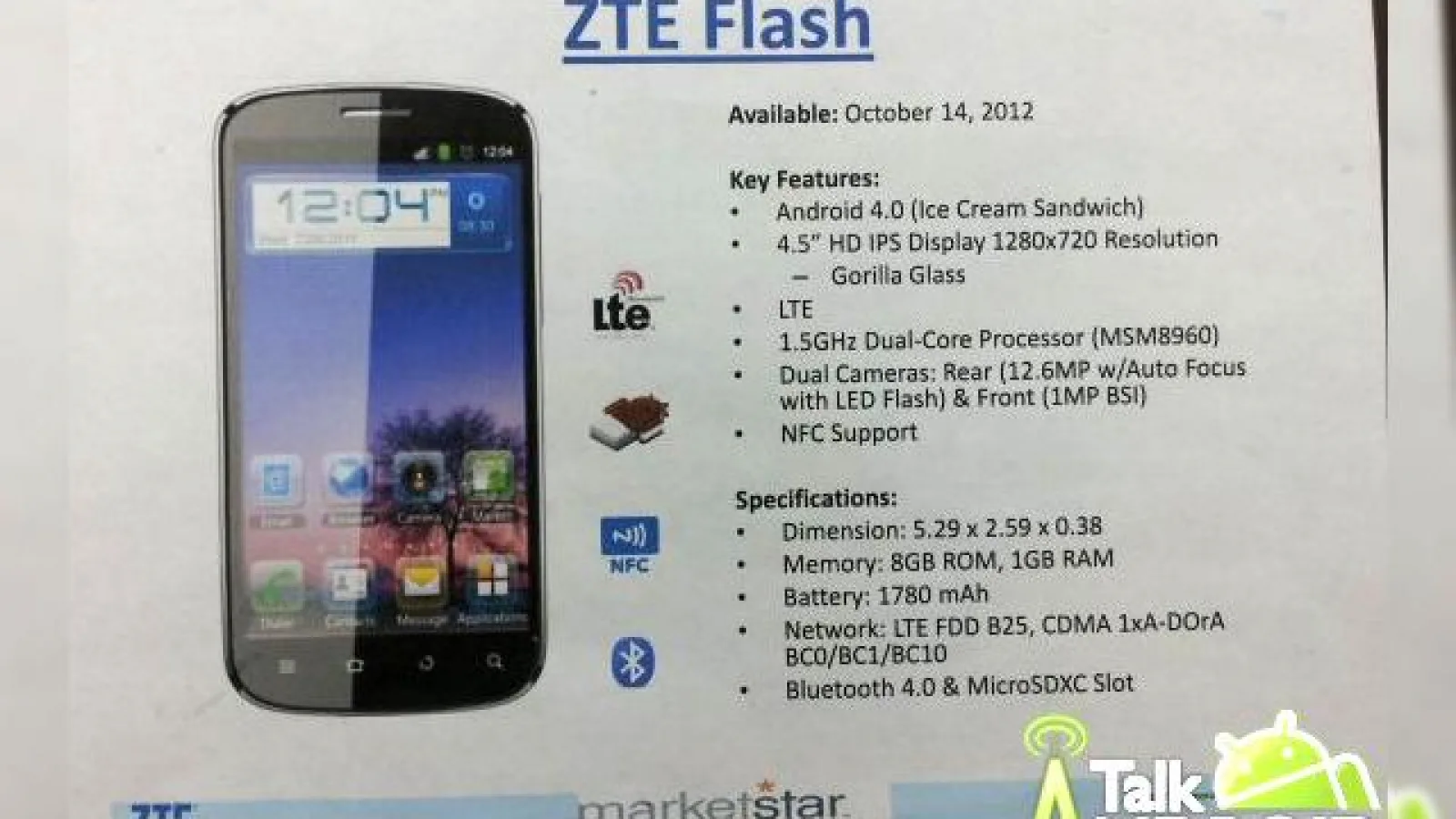 ZTE Flash - telefon cu procesor Snapdragon S4 și cameră de 12 Megapixeli așteptat și În Europa