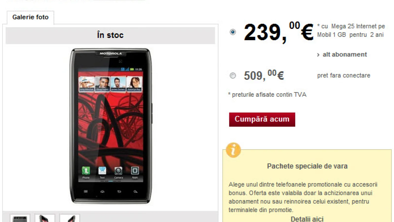 Motorola RAZR Maxx În oferta Vodafone