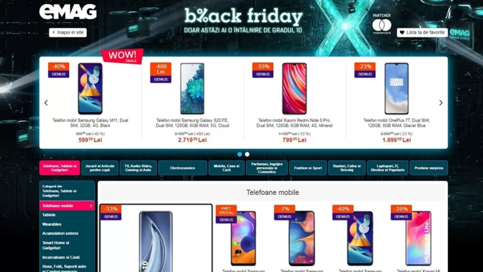 Black Friday 2020 la eMAG: record de clienţi la start de eveniment şi vânzări de 124 de milioane de lei; 57% din comenzi plătite cu cardul