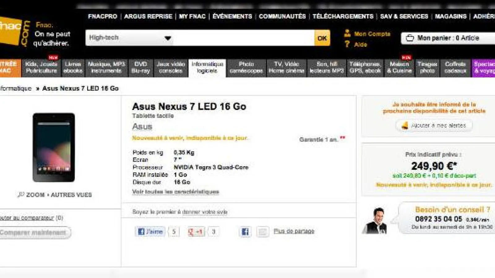 Tableta Nexus 7 confirmată pentru lansare oficială În Europa În septembrie; Costă 249.90 euro În Franța (16GB)