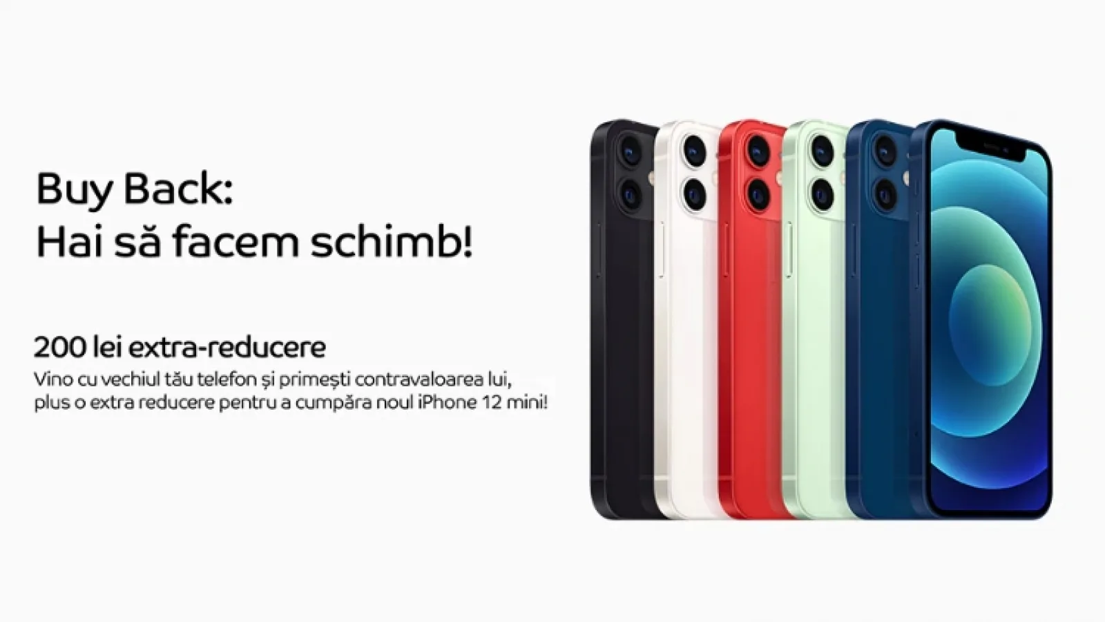 eMAG îți oferă 200 lei extra reducere în cadrul programului Buy-Back dacă alegi un iPhone 12 Mini