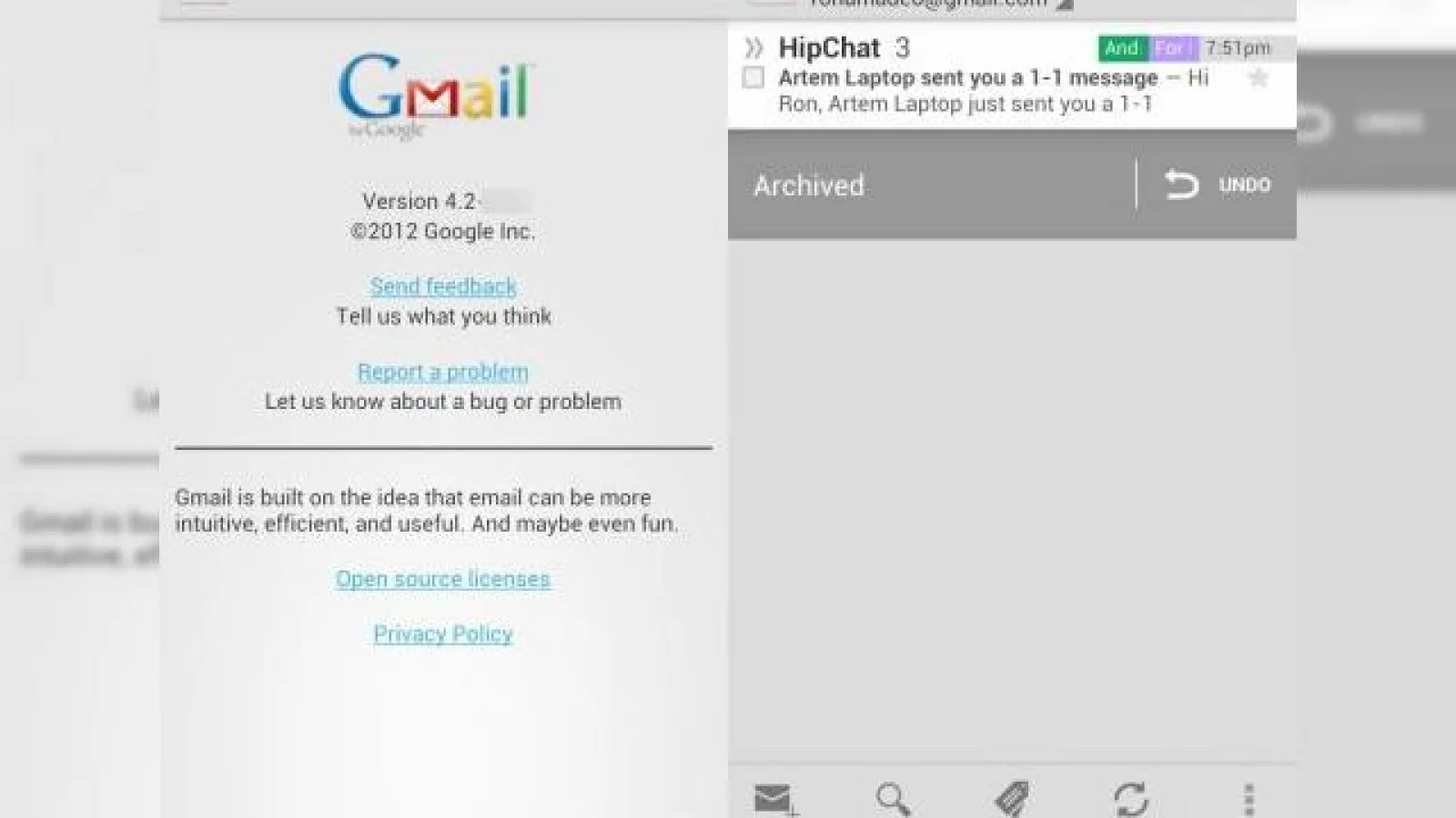 Gmail În varianta Android 4.2 prezentat Într-un clip și În capturi (Video)