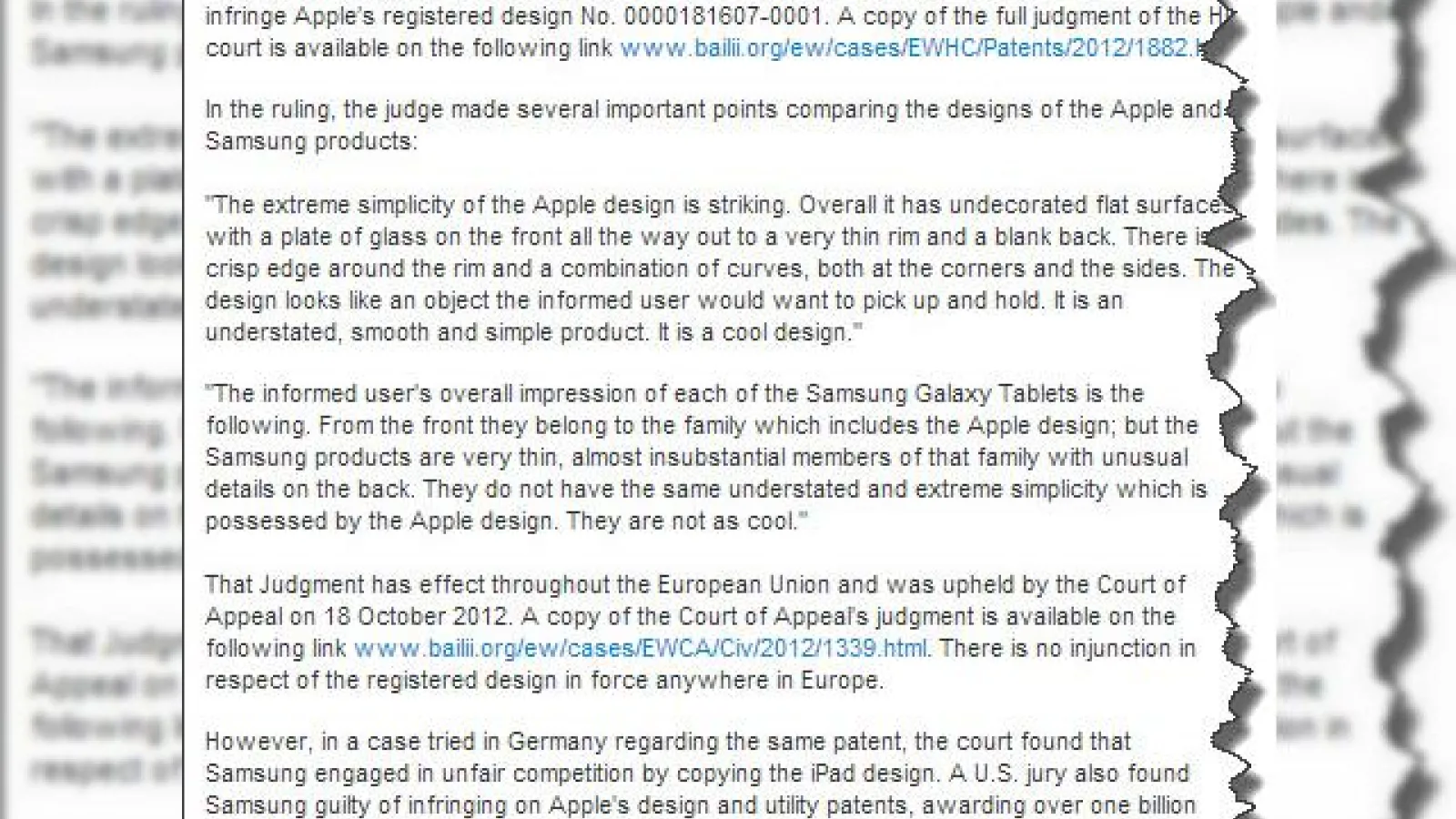 Apple postează pe pagina sa oficială faptul că Samsung nu a copiat iPad-ul!
