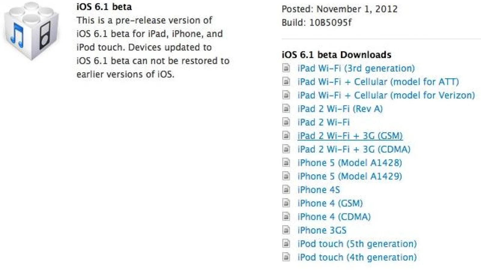 iOS 6.1 beta disponibil acum pentru dezvoltatori