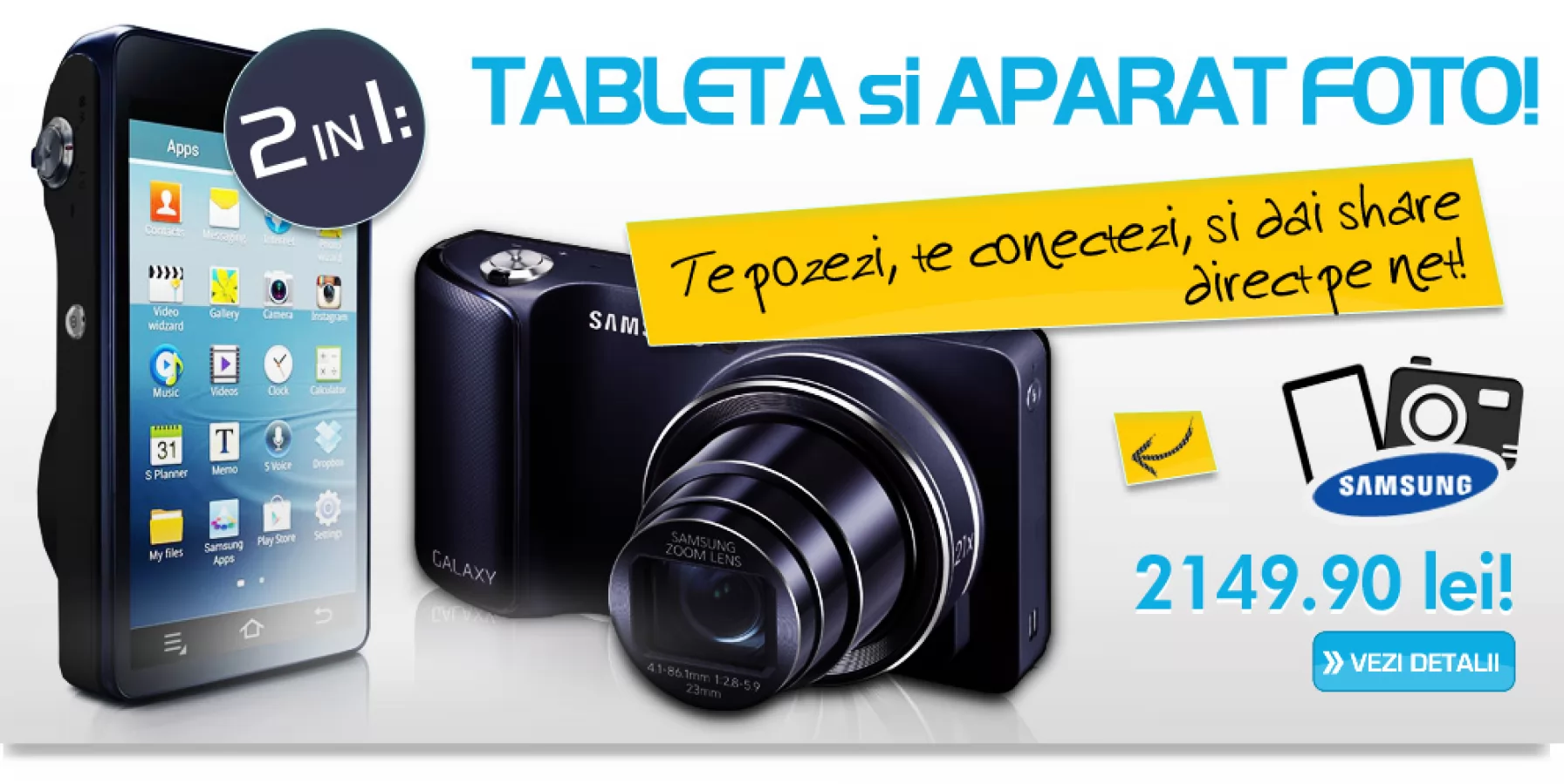 Samsung Galaxy Camera disponibil la Altex, la prețul de 2149.90 lei