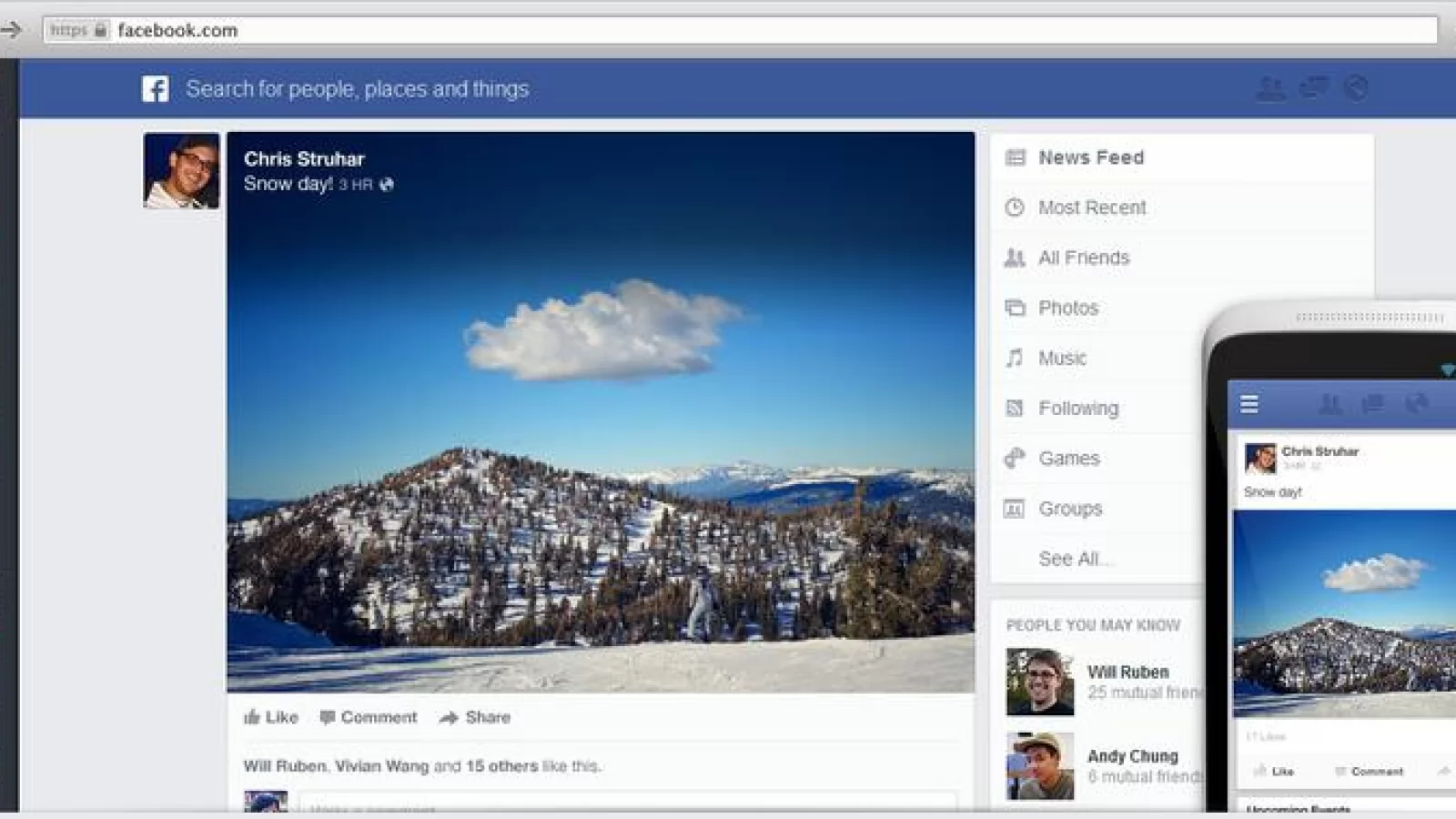 Facebook a fost actualizat, aduce acum un nou News Feed, se inspiră din interfața de pe mobil