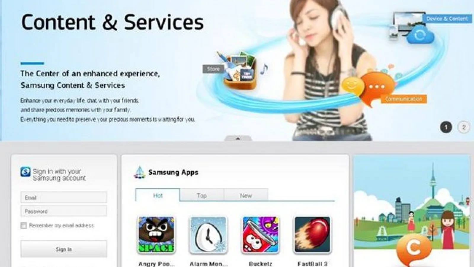 Samsung lansează un magazin de servicii, conținuturi și aplicații