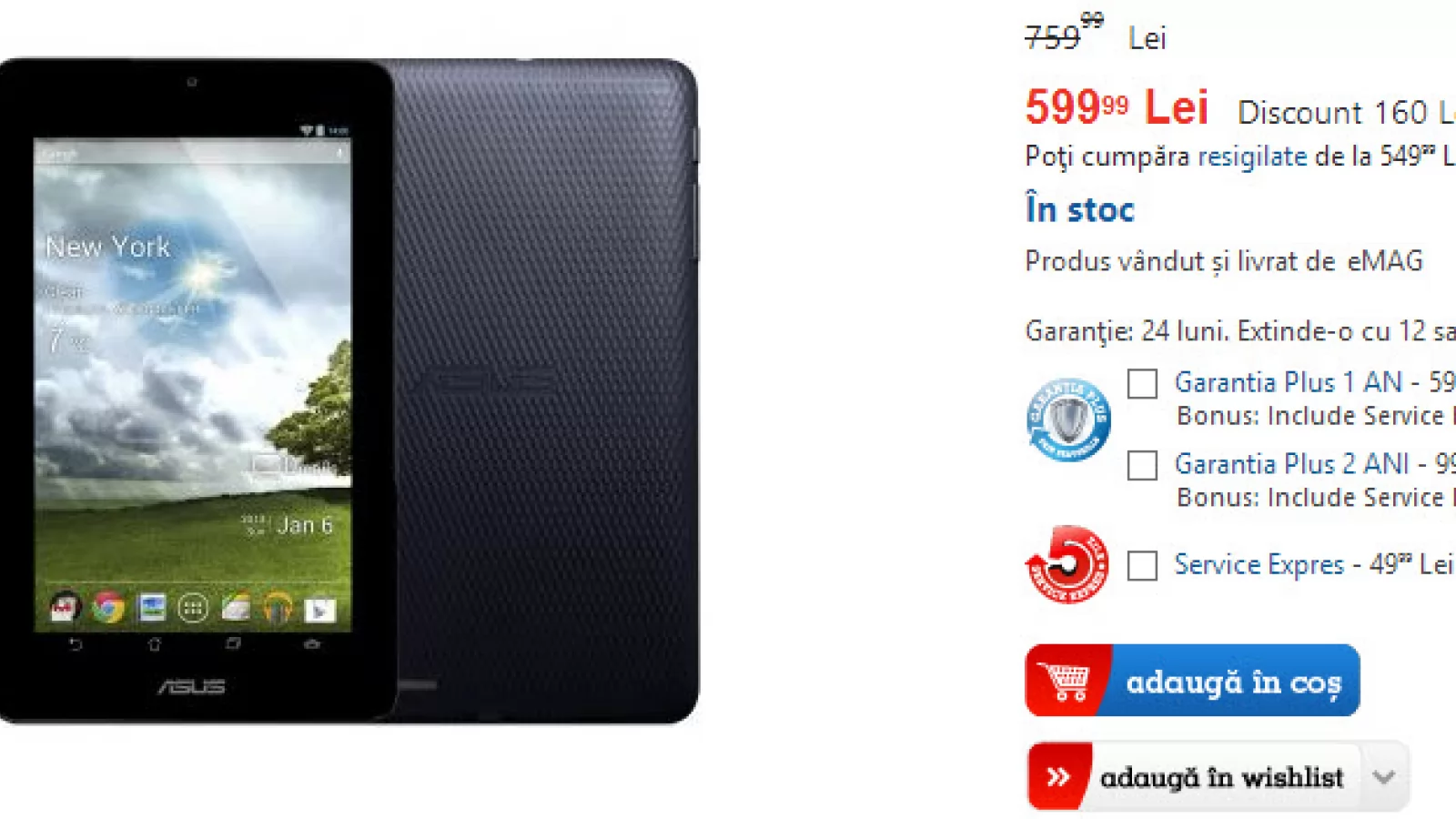ASUS MeMo Pad ME172V disponibilă la eMAG.ro, cu un preț de nerefuzat