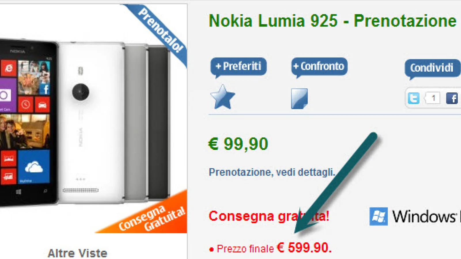 Nokia Lumia 925 primește primul preț În Italia: 599.90 euro