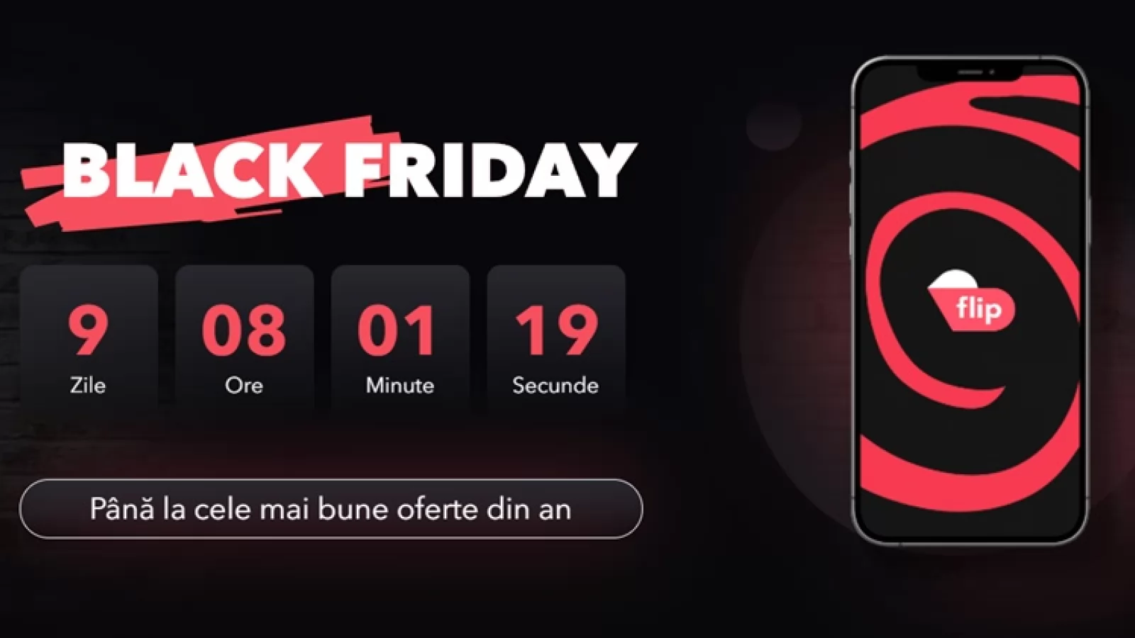 Flip.ro va da startul campaniei Black Friday pe 12 noiembrie și avem catalogul cu telefoane vedetă; iPhone de la 299 lei