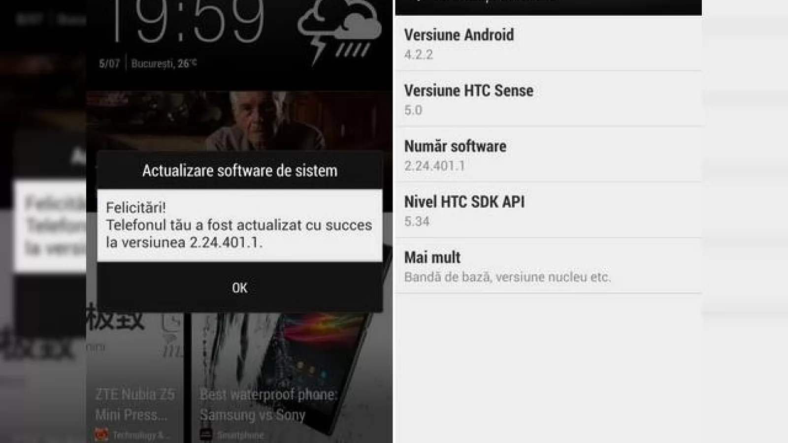 HTC One primește actualizarea OTA la Android 4.2.2 și În România