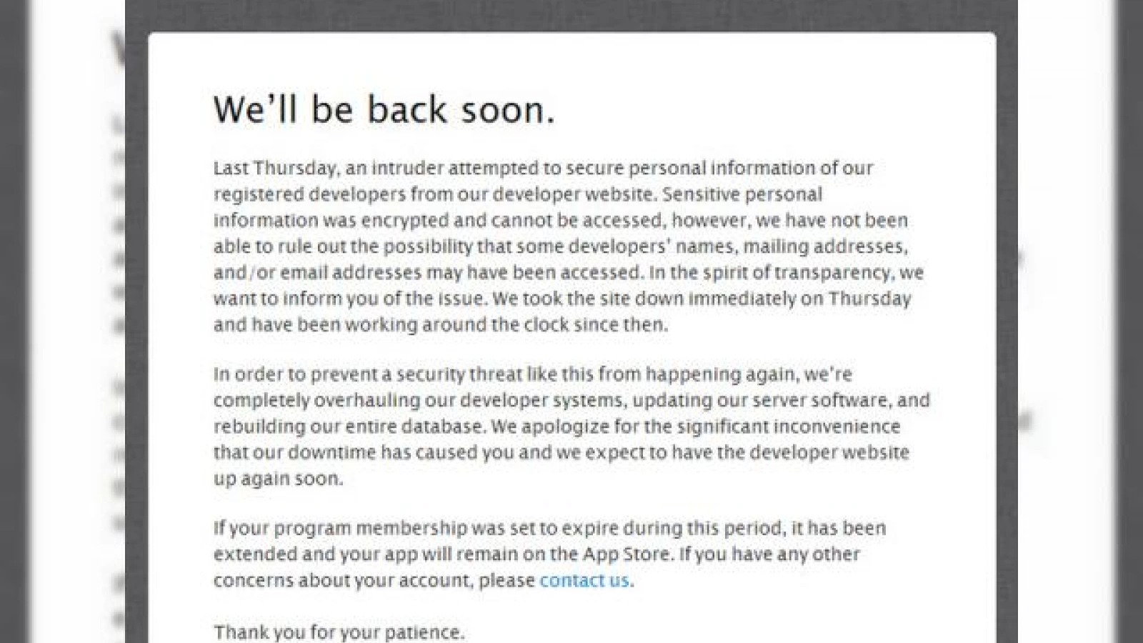 Apple hacking fără remediu! Site-ul sau pentru dezvoltatori e picat de 3 zile!