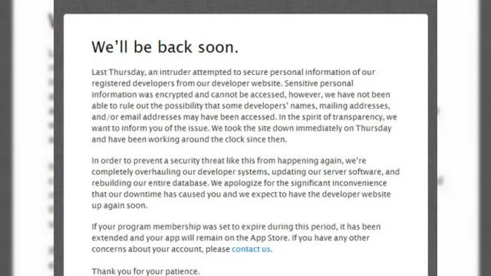 Apple hacking fără remediu! Site-ul sau pentru dezvoltatori e picat de 3 zile!