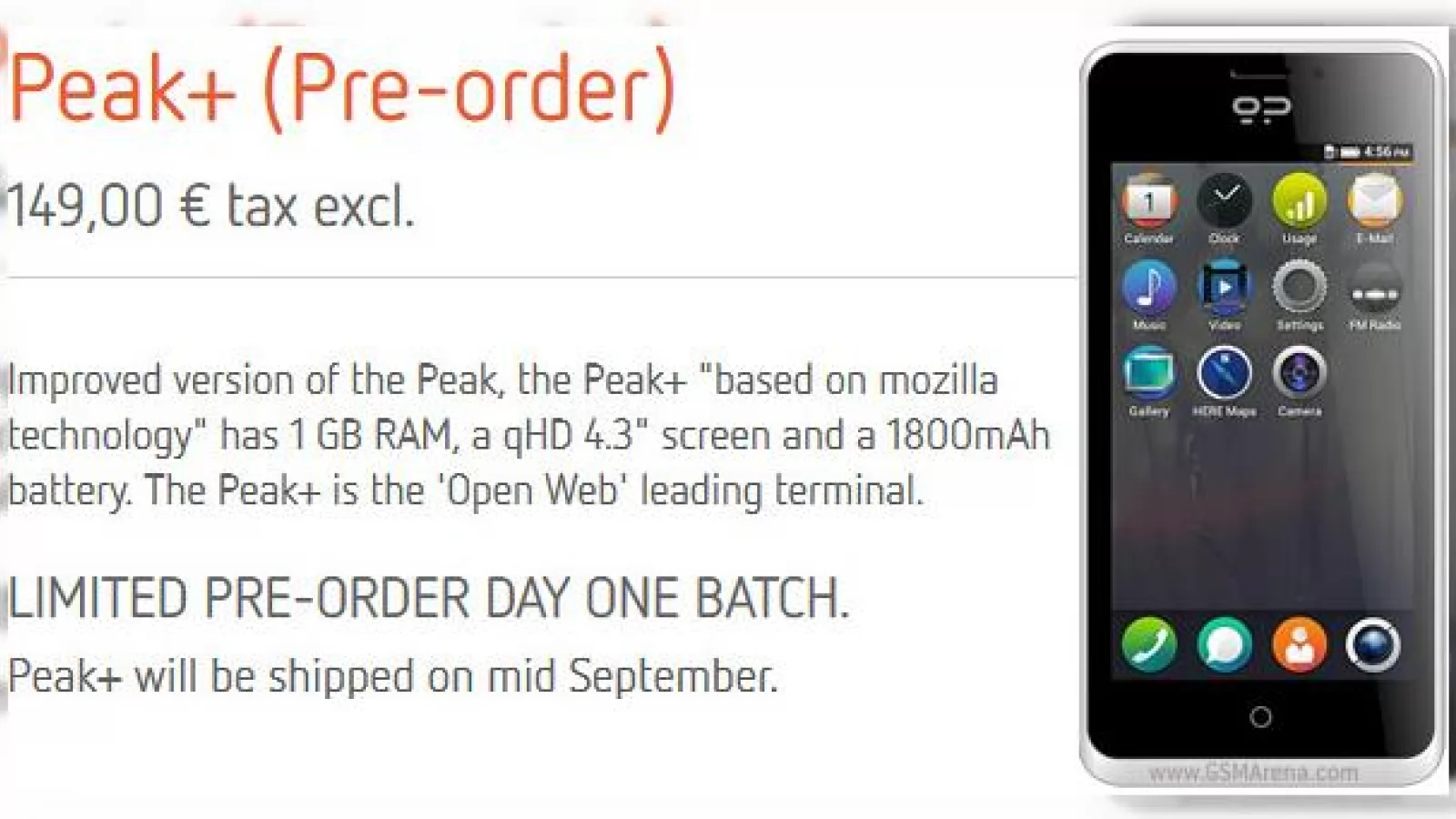 Geeksphone Peak+, telefon Firefox cu 1 GB RAM și preț de 150 disponibil acum la precomanda