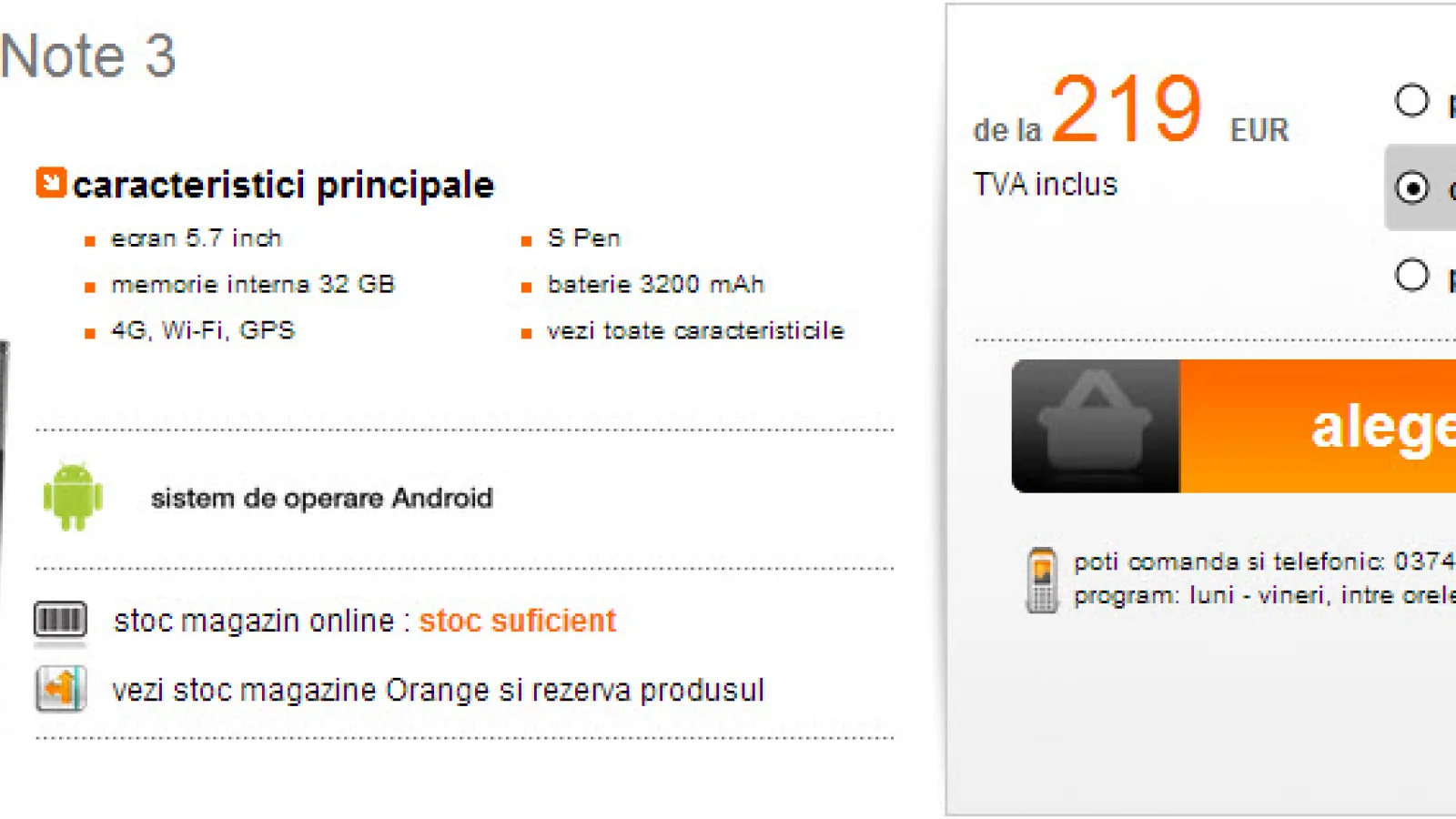 Samsung Galaxy Note 3 În oferta celor de la Orange; Un smartphone gigant, cu preț pe măsură!
