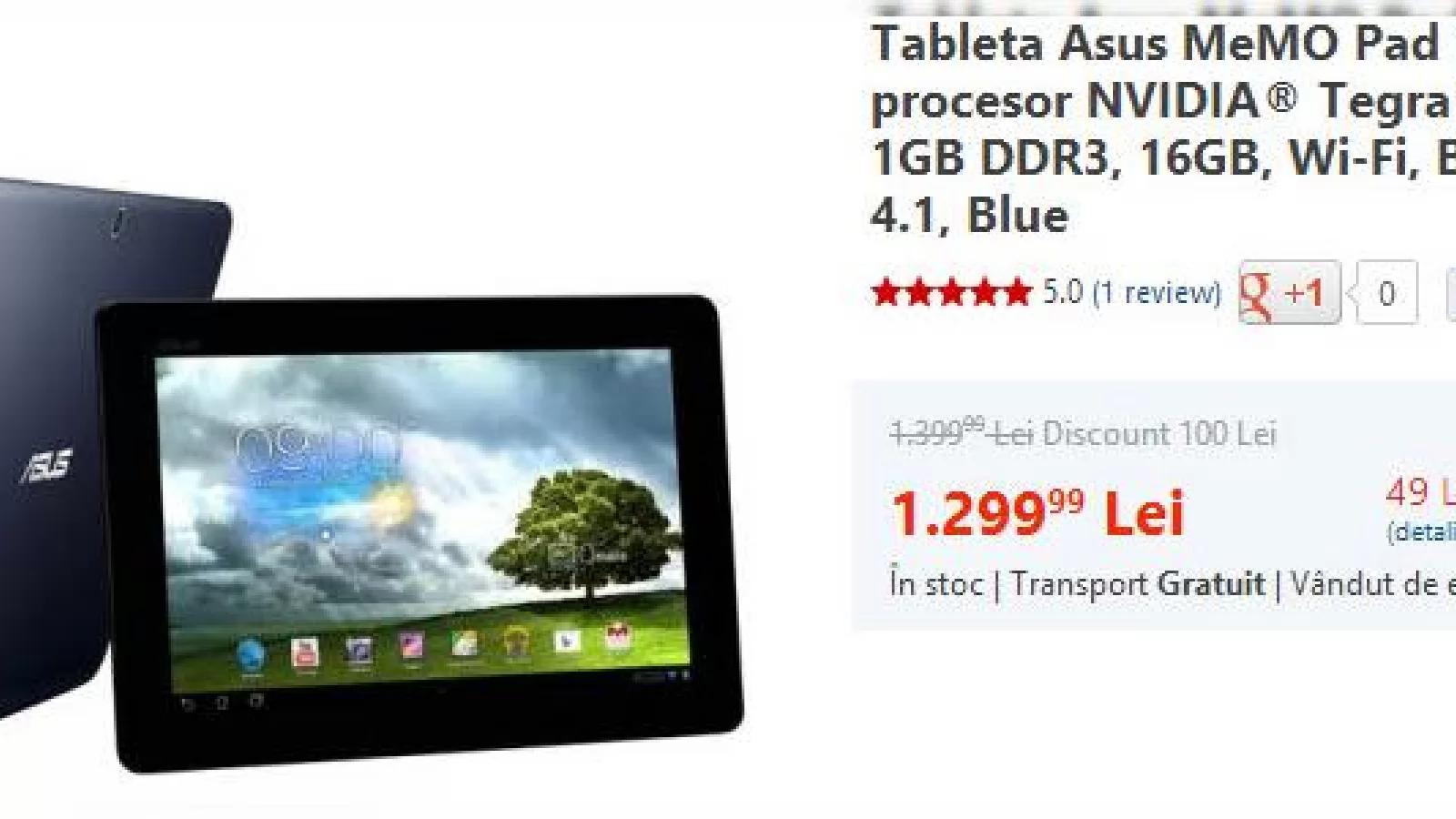 Tableta ASUS MeMo Pad 10 Smart primește un discount de 100 de lei la eMAG.ro