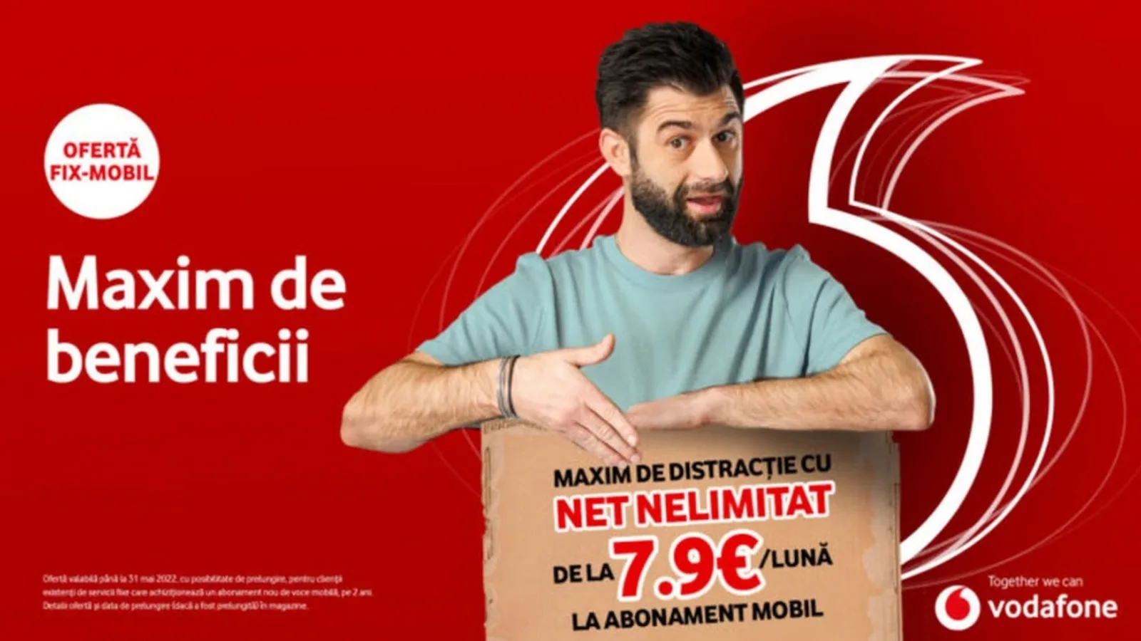 Vodafone România prezintă oferta de Paşte: plăteşti 3.95 euro pe lună şi ai NET de 1 Gbps, Vodafone TV, 4K, Sport