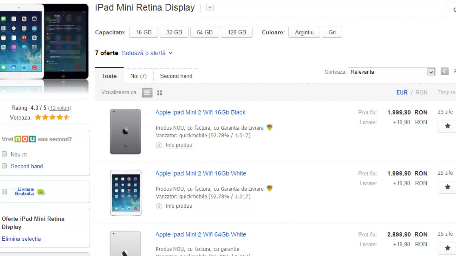 iPad Mini 2/ iPad Mini Retina disponibil acum prin Okazii.ro; Prețurile pornesc de la 1.999 lei!