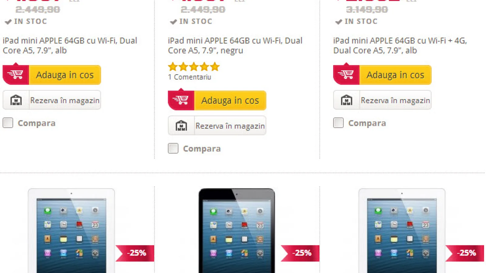 25% reducere la iPad-uri de 64 GB: iPad Mini, iPad 4, cu WiFi sau cu 4G