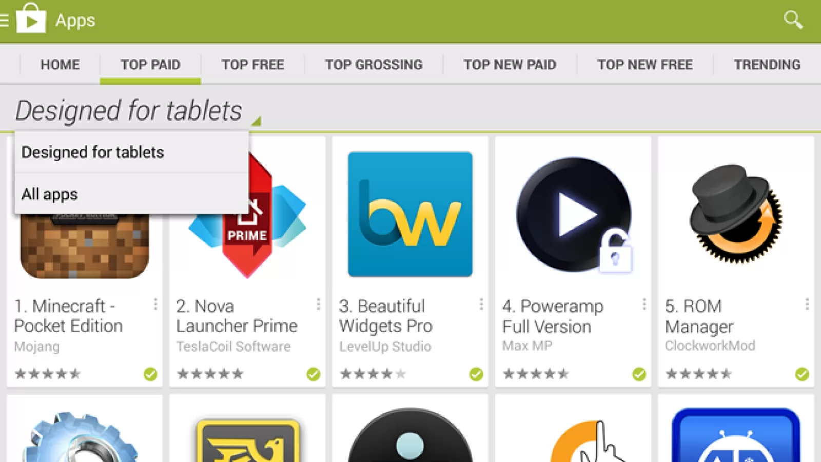 Google Îmbunătățește vizibilitatea aplicațiilor pentru tablete in Play Store